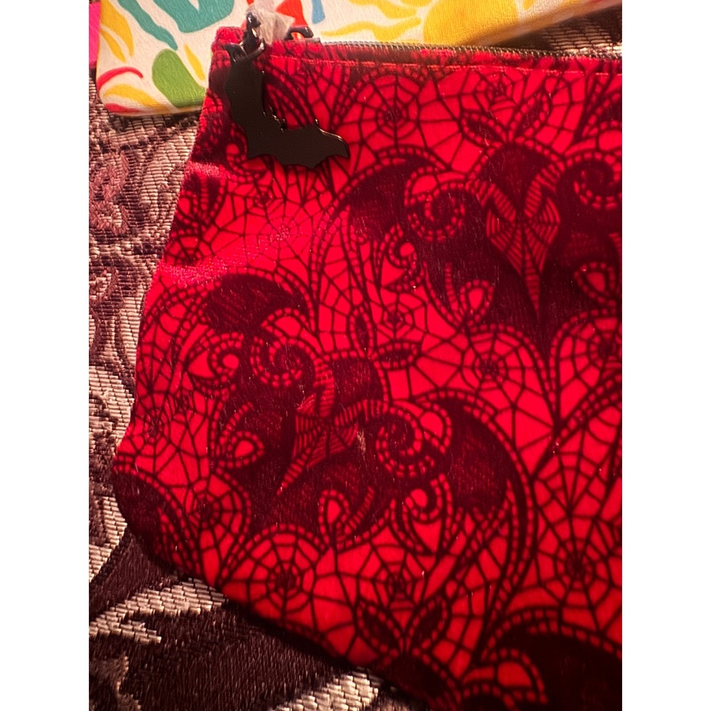 Lot 11 Ipsy Clinique Cosmetic Bags New Makeup Pouches Floral Glitter Velvet Blue - Picture 4 of 6